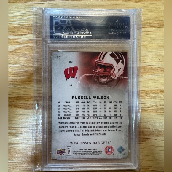 2012 SP AUTHENTIC #87 RUSSELL WILSON ROOKIE RC NFL Football PSA 10 - Picture 2 of 4